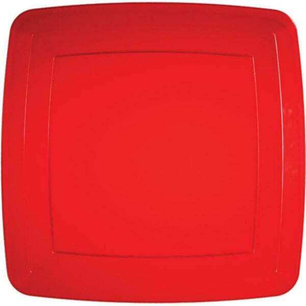 Hoffmaster 10.25 in. Plastic Square Plate, Red, 48PK 171419